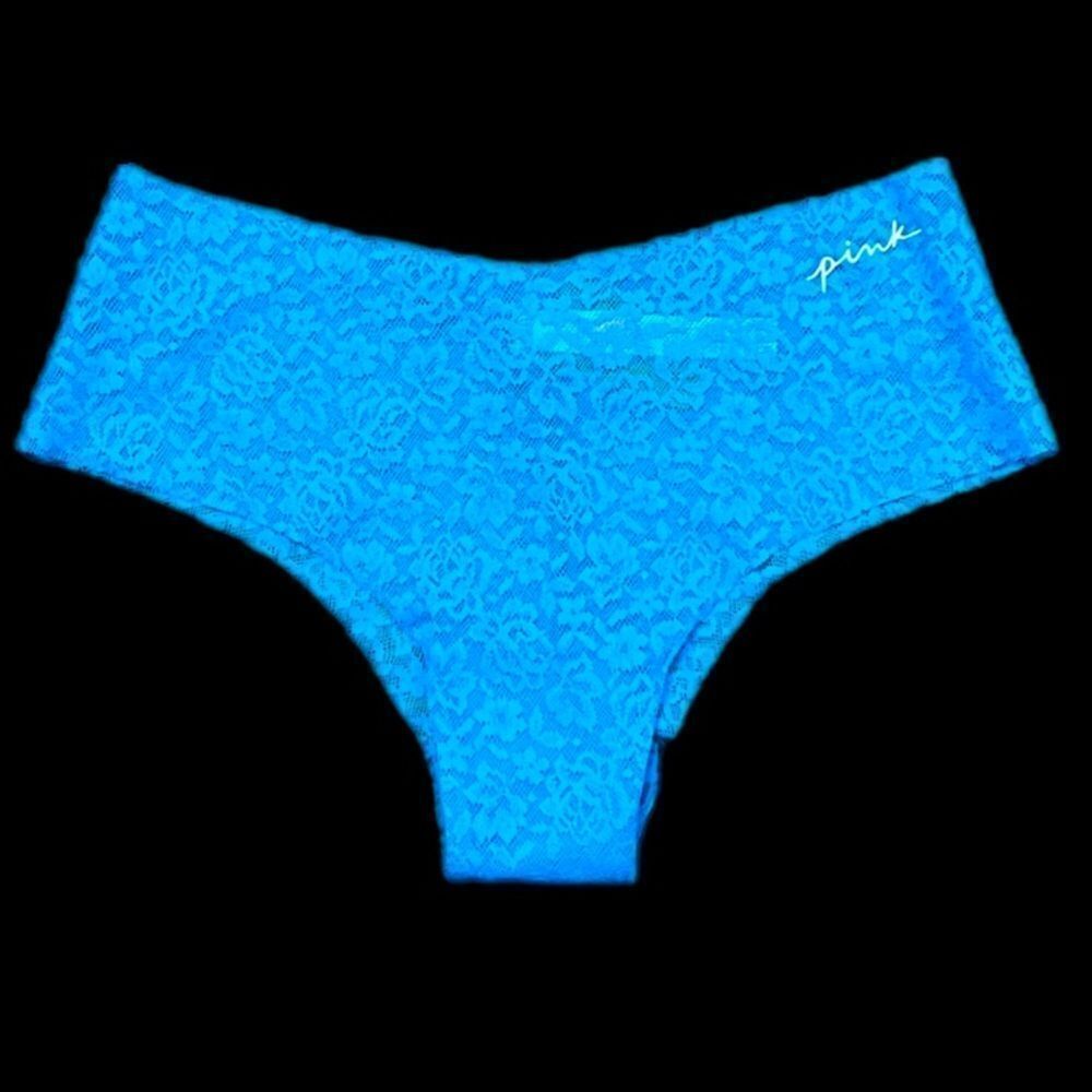 Victoria’s Secret Pink Floral Lace Cheekster Panty blue Xsmall